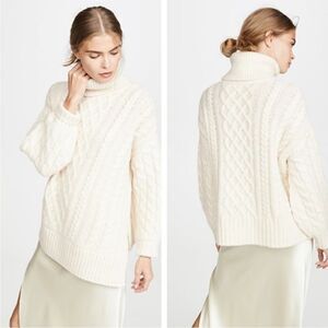 ALC Nevelson Cable Knit Turtleneck Sweater Ivory S